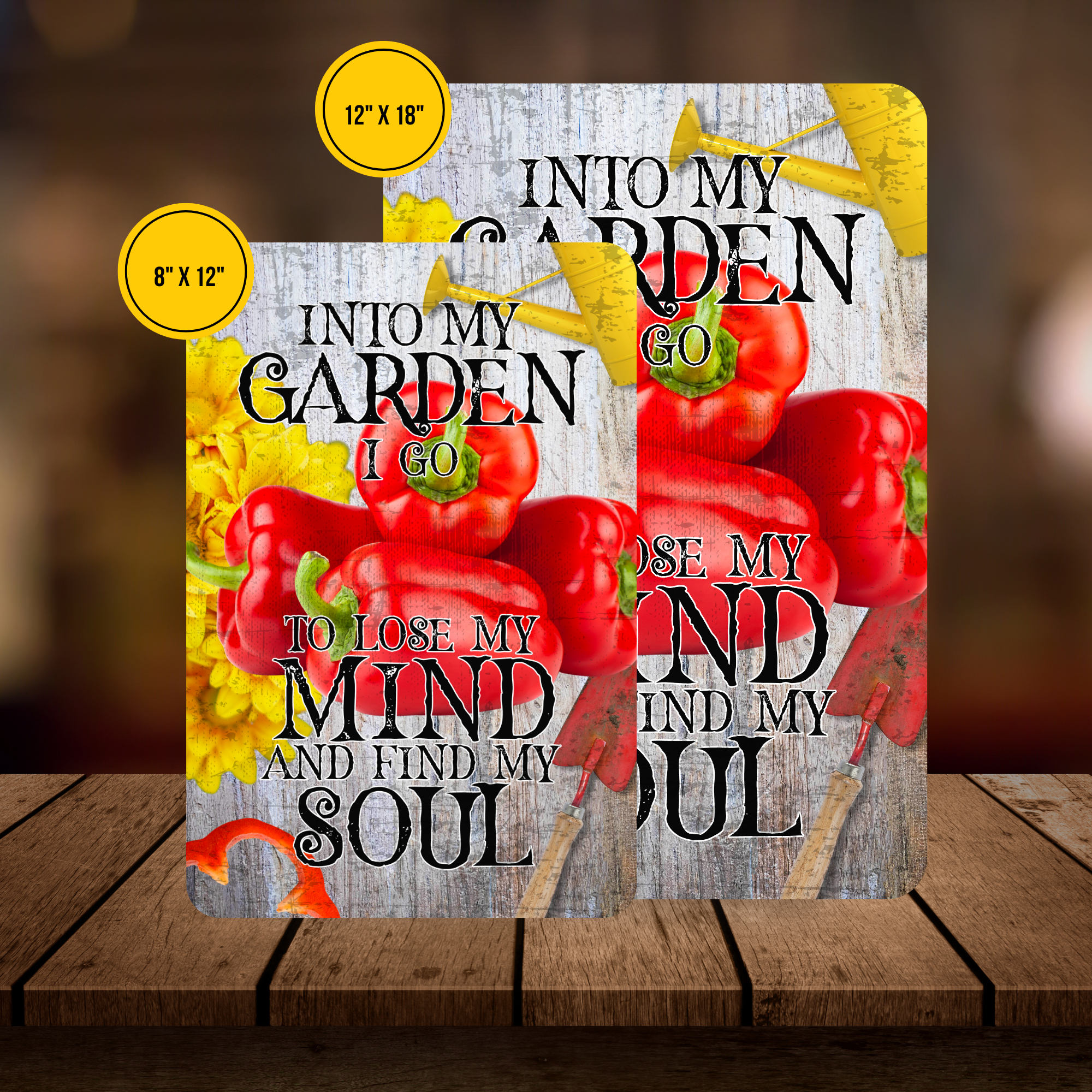 Into My Garden I Go Red Pepper Aluminum Garden Sign