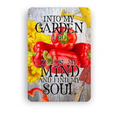 Into My Garden I Go Red Pepper Aluminum Garden Sign