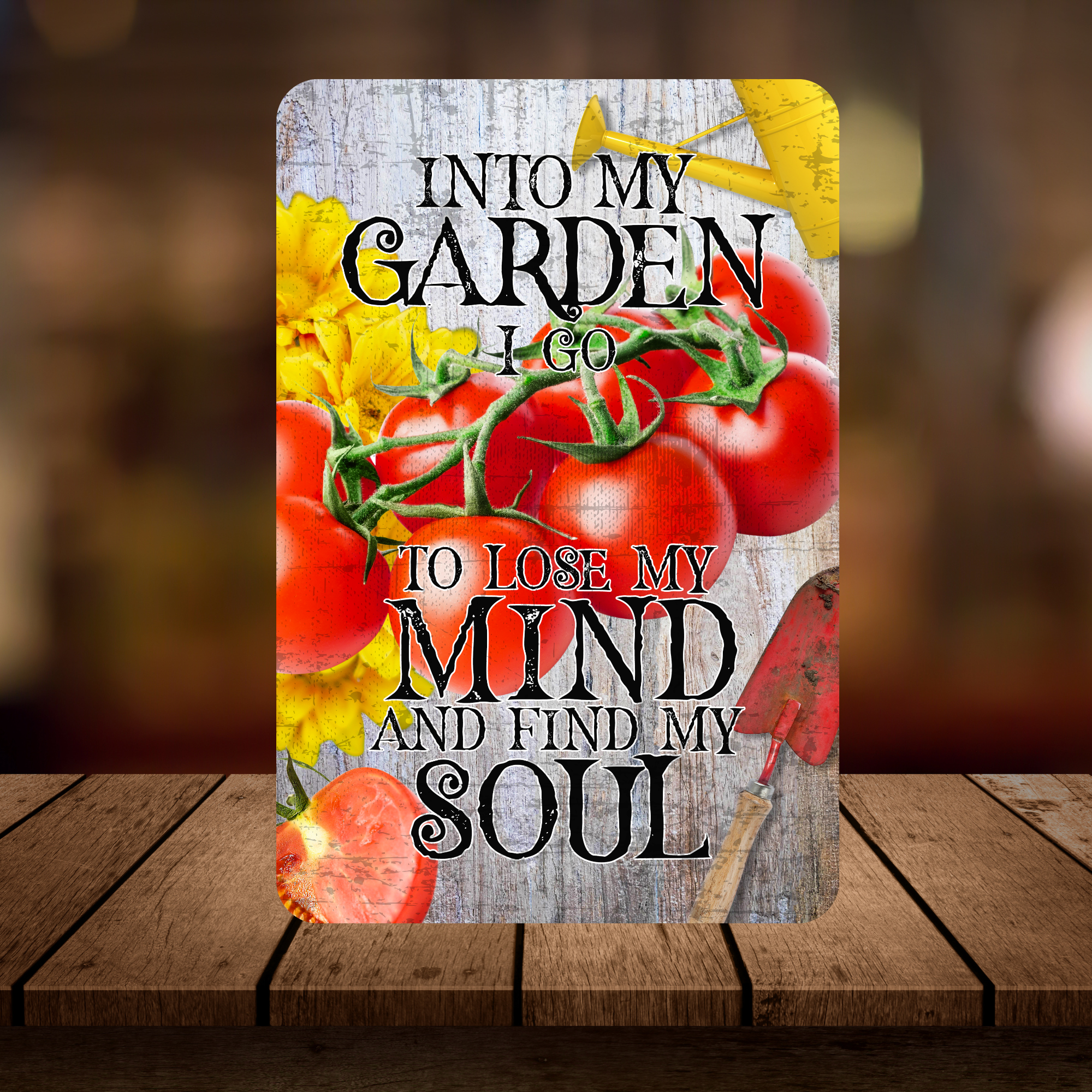 Into My Garden I Go Tomato Aluminum Garden Sign