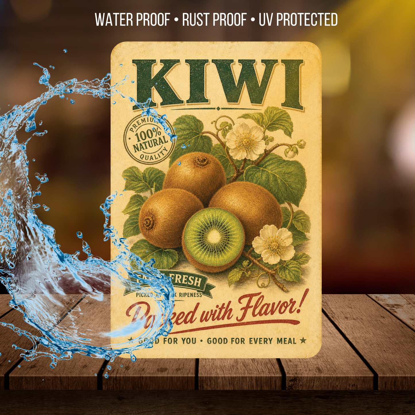 Vintage Kiwi Farm Fresh Aluminum Sign