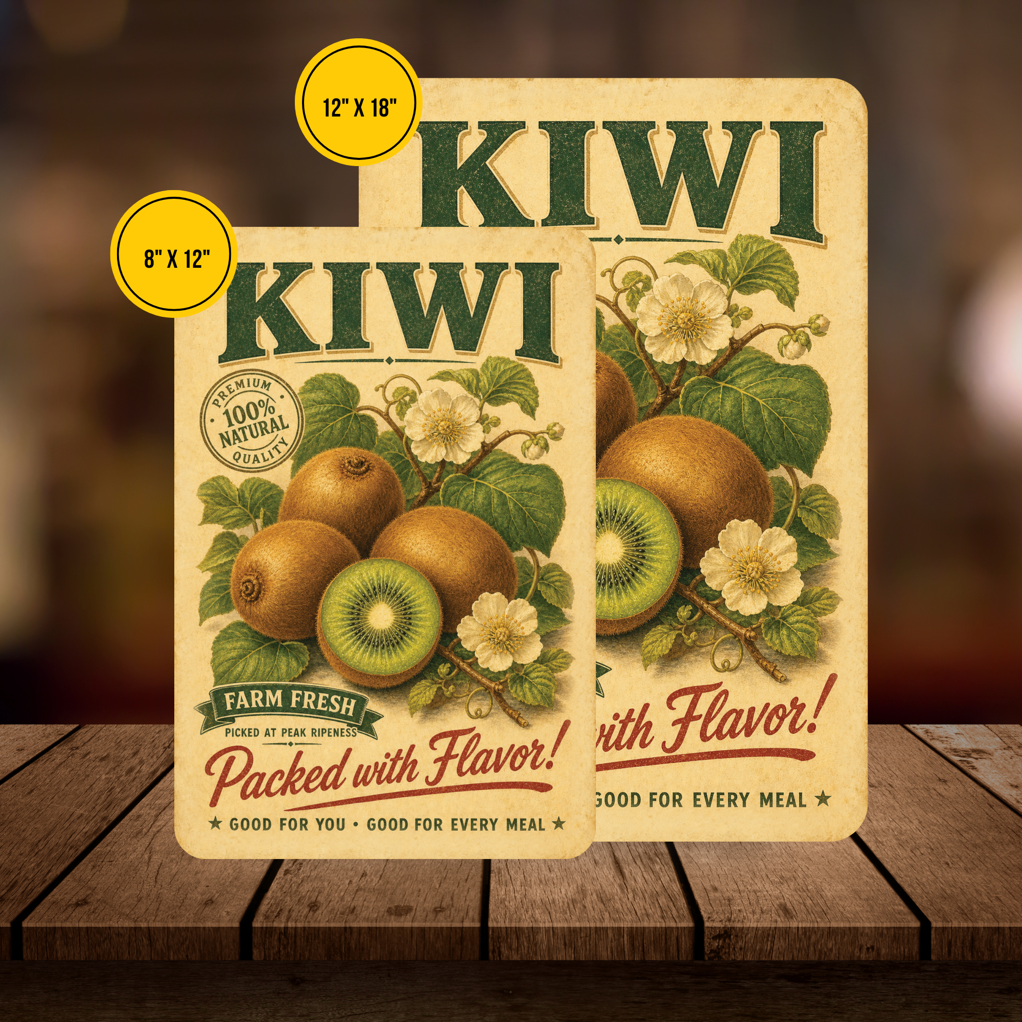 Vintage Kiwi Farm Fresh Aluminum Sign