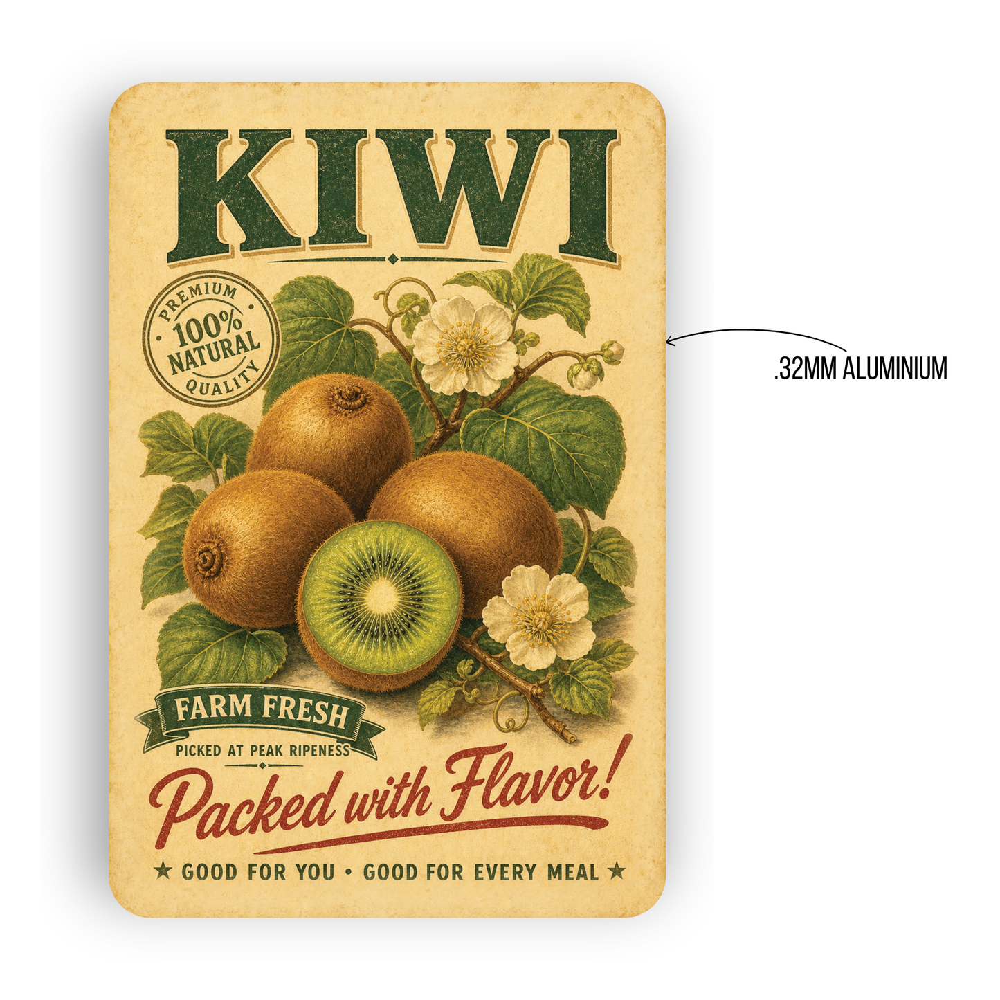 Vintage Kiwi Farm Fresh Aluminum Sign