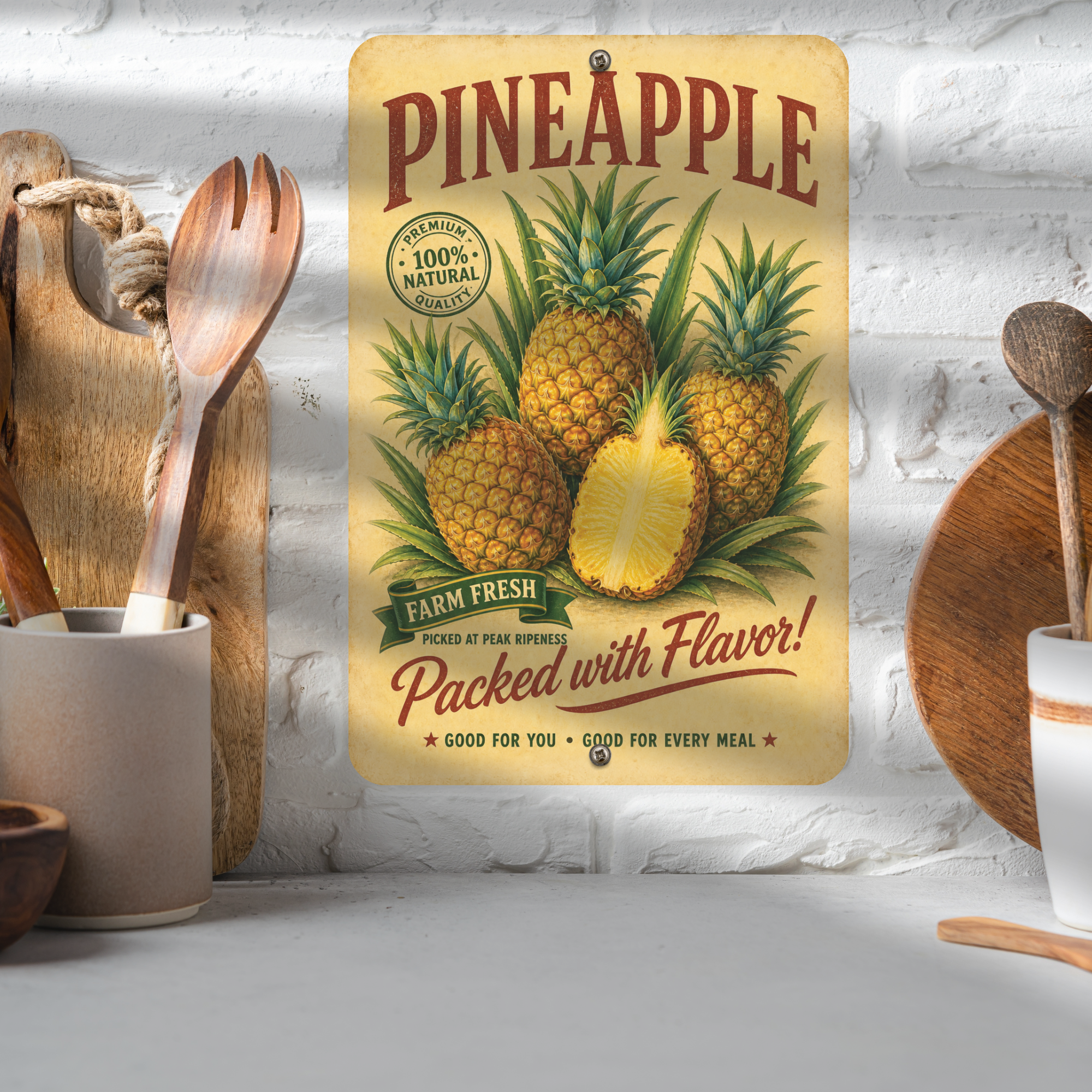 Vintage Pineapple Farm Fresh Aluminum Sign