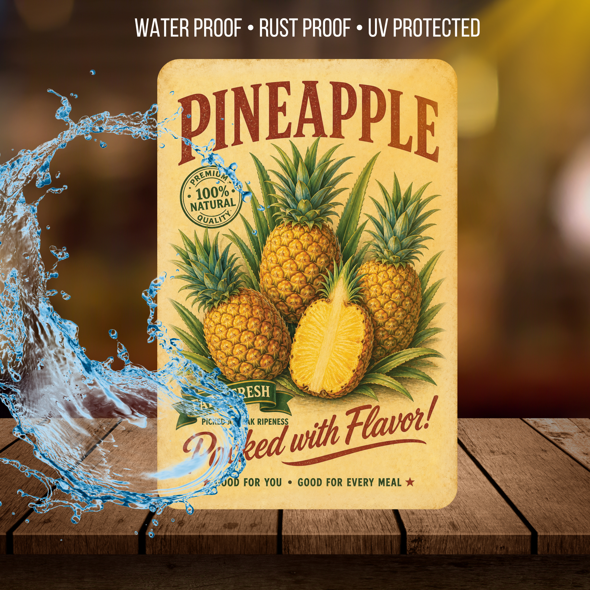 Vintage Pineapple Farm Fresh Aluminum Sign