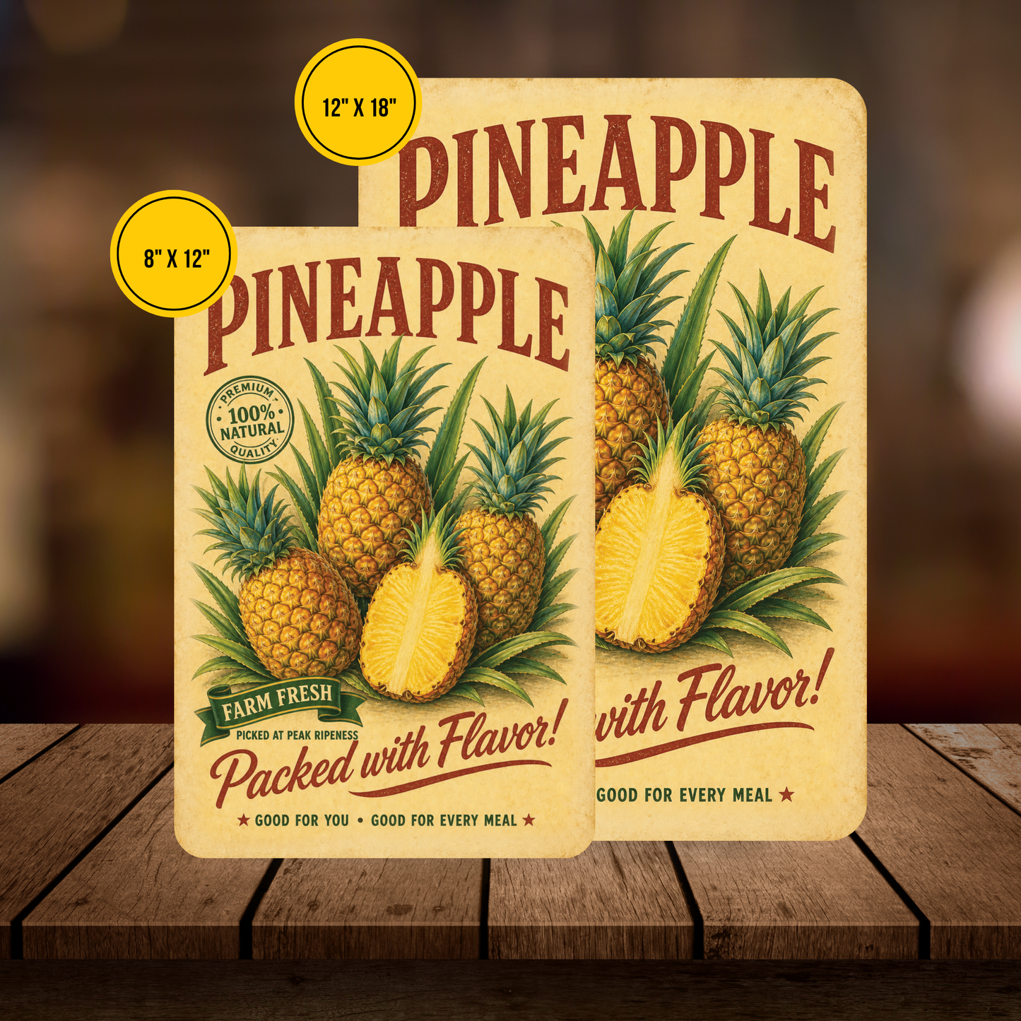 Vintage Pineapple Farm Fresh Aluminum Sign
