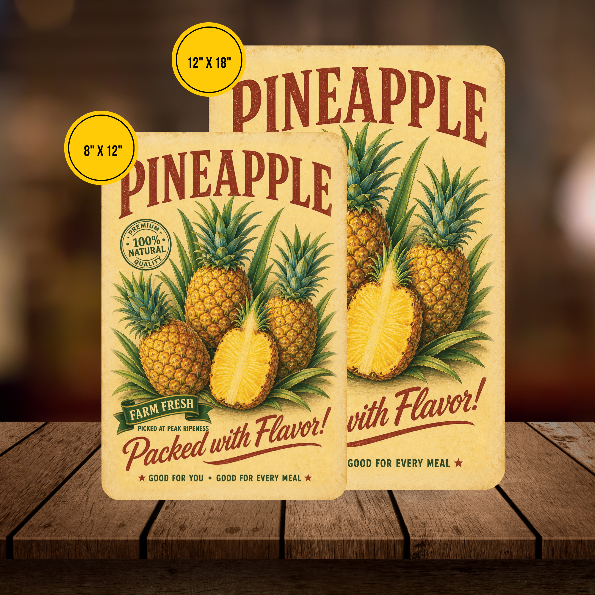 Vintage Pineapple Farm Fresh Aluminum Sign