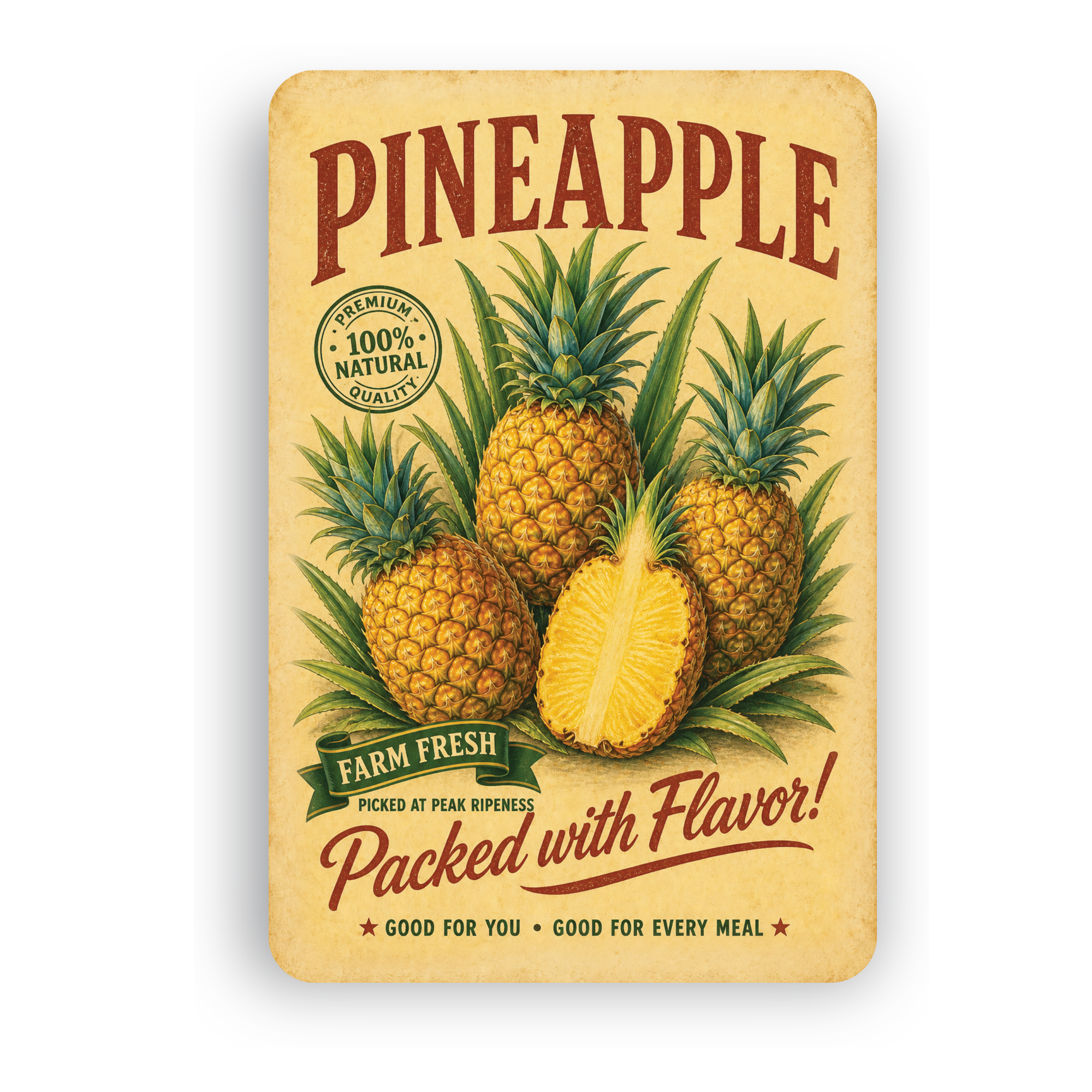 Vintage Pineapple Farm Fresh Aluminum Sign