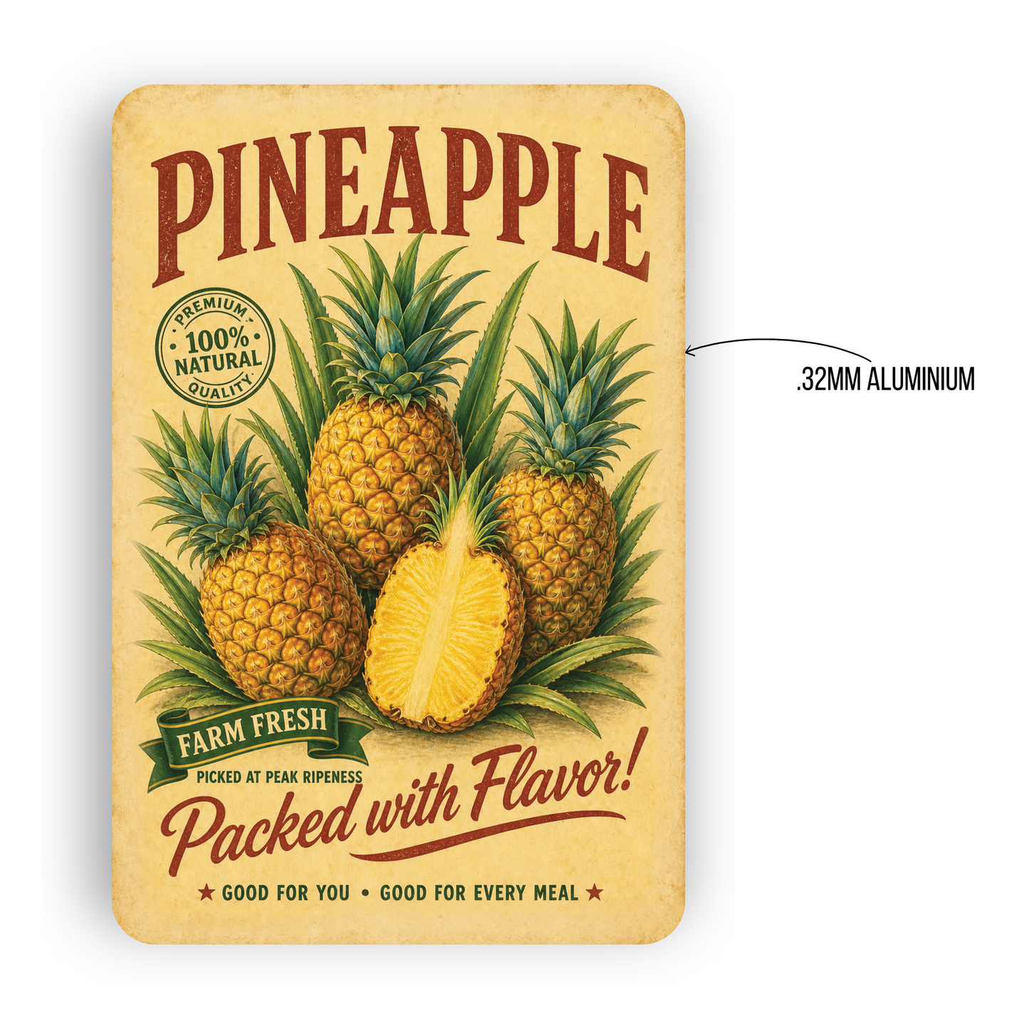 Vintage Pineapple Farm Fresh Aluminum Sign