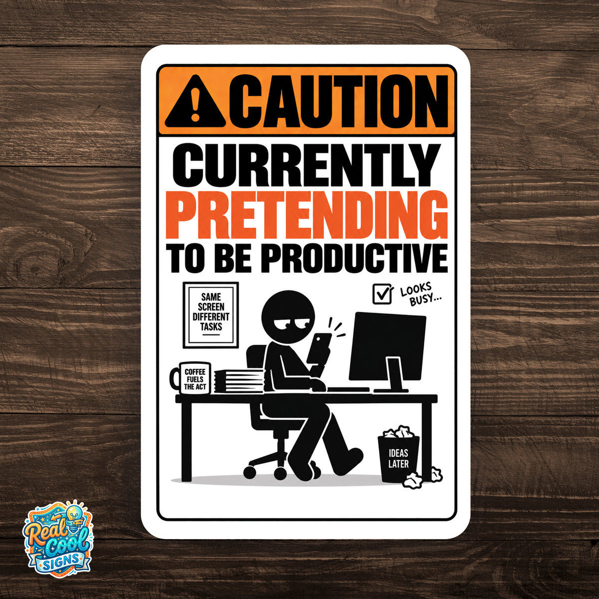 Currently Pretending to Be Productive Sign – Funny Office Aluminum Sign