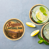 Saguaro National Park Ceramic Coaster – 4" Round