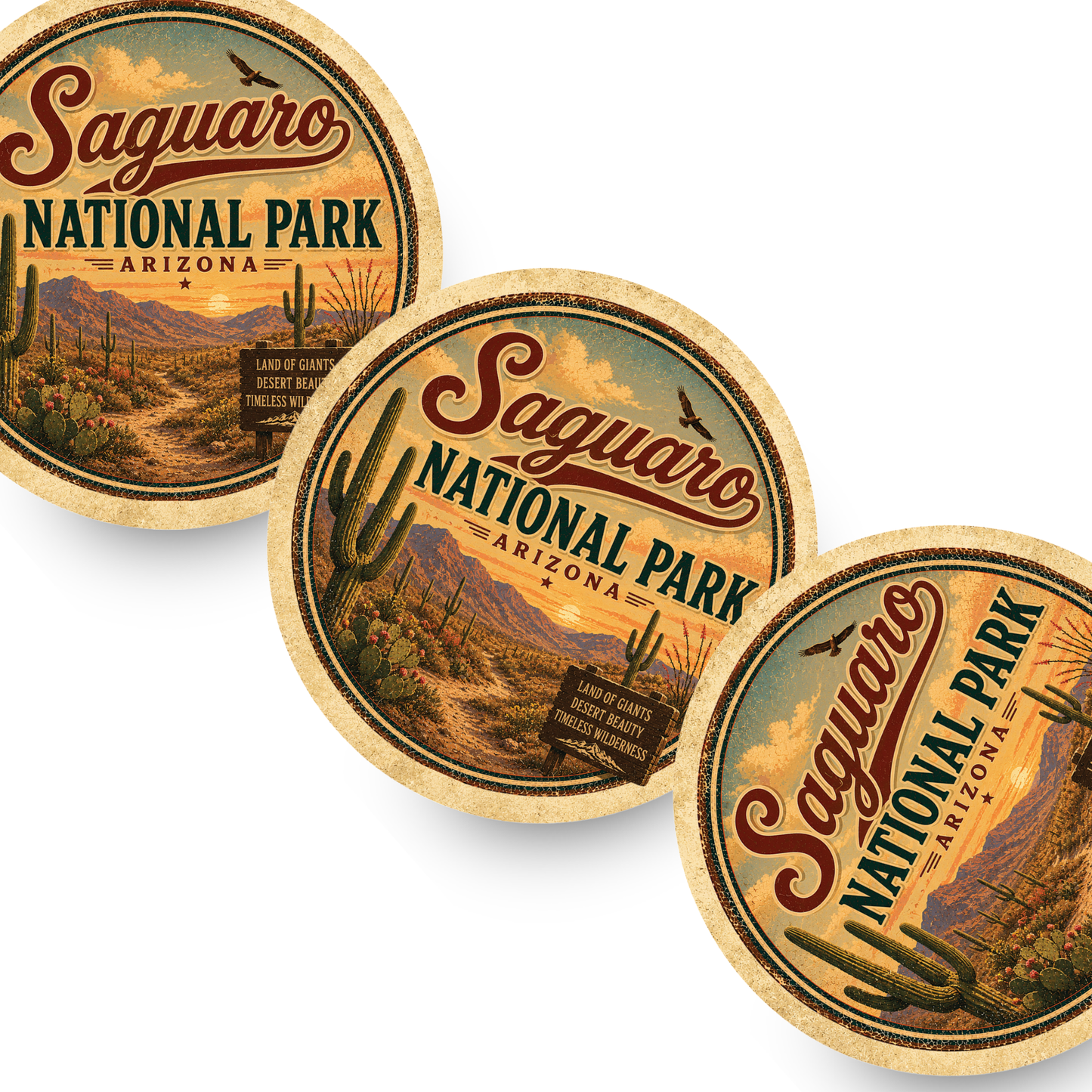 Saguaro National Park Ceramic Coaster – 4" Round