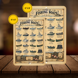 Types of Fishing Boats Vintage Sign – Nautical Fishing Boat Guide Wall Decor