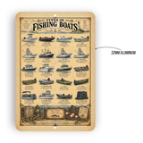 Types of Fishing Boats Vintage Sign – Nautical Fishing Boat Guide Wall Decor