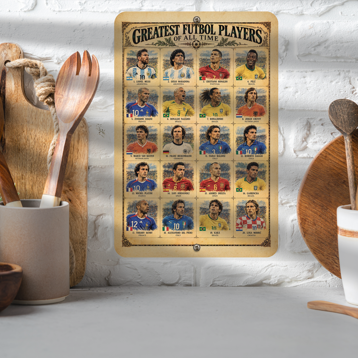 Greatest Futbol Players of All Time – Vintage Soccer Legends Aluminum Sign ⚽