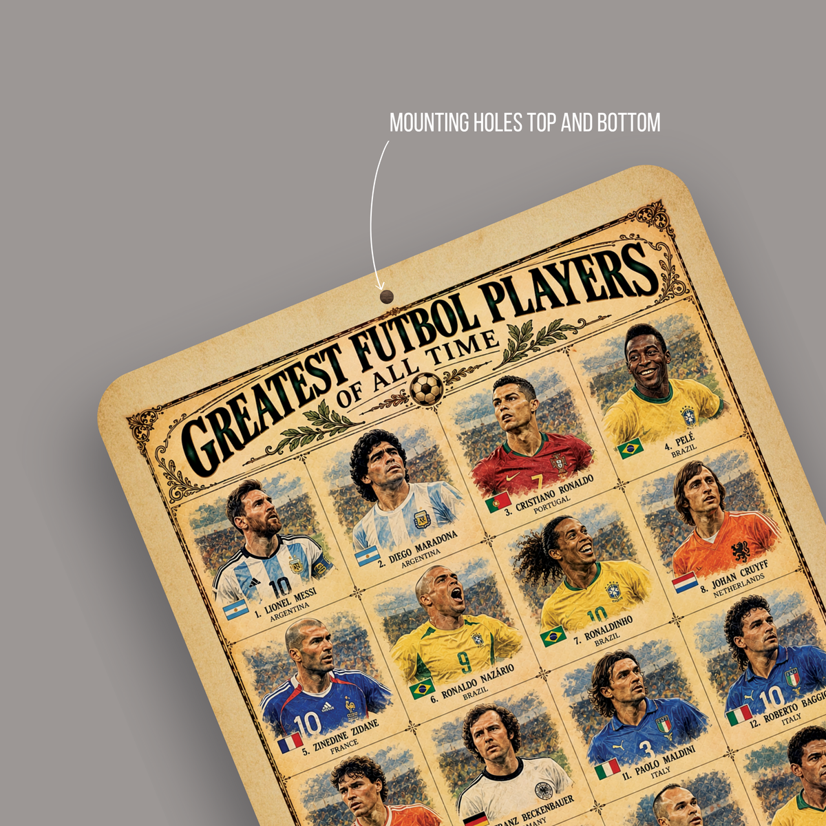 Greatest Futbol Players of All Time – Vintage Soccer Legends Aluminum Sign ⚽