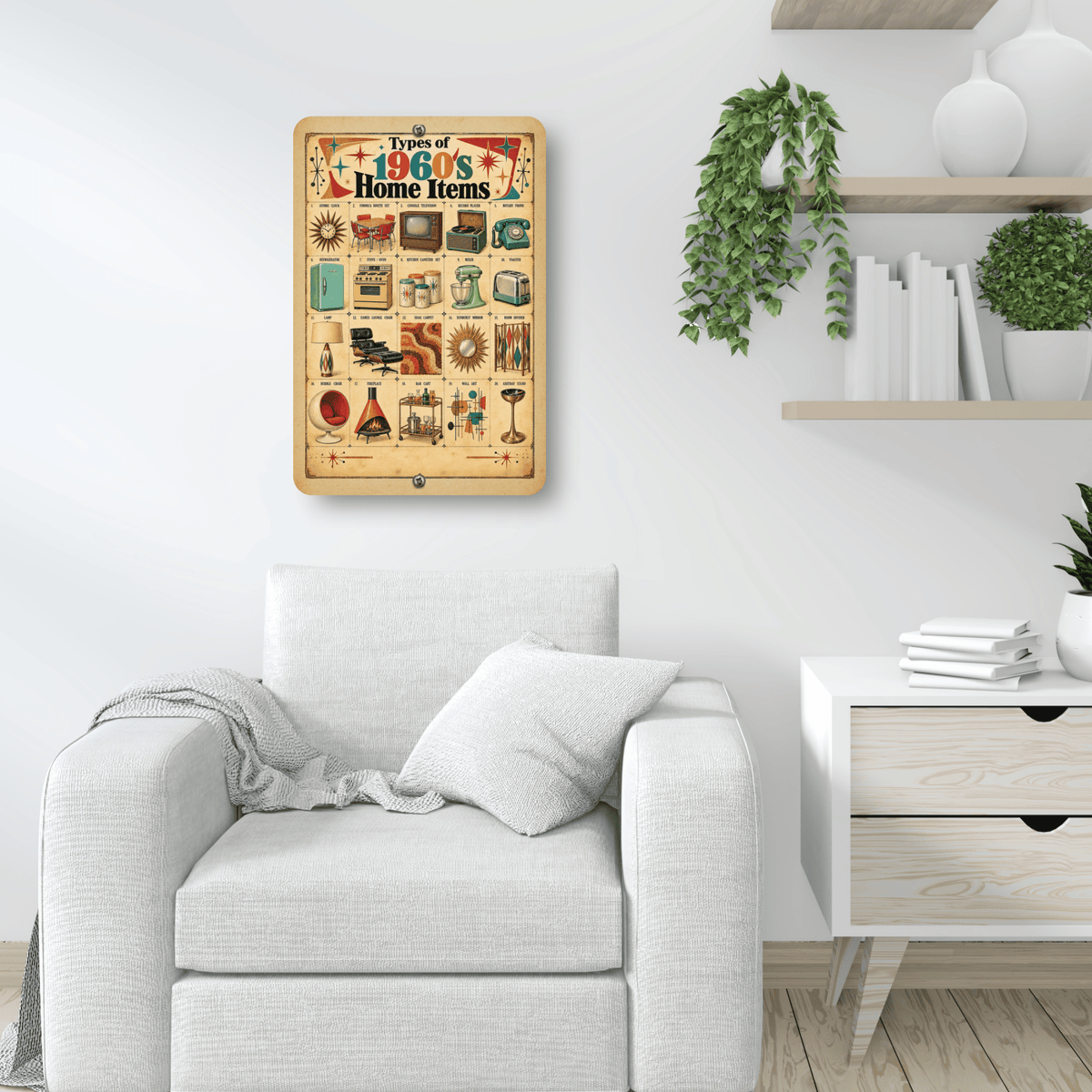 Types of 1960s Home Items – Retro Mid-Century Aluminum Sign