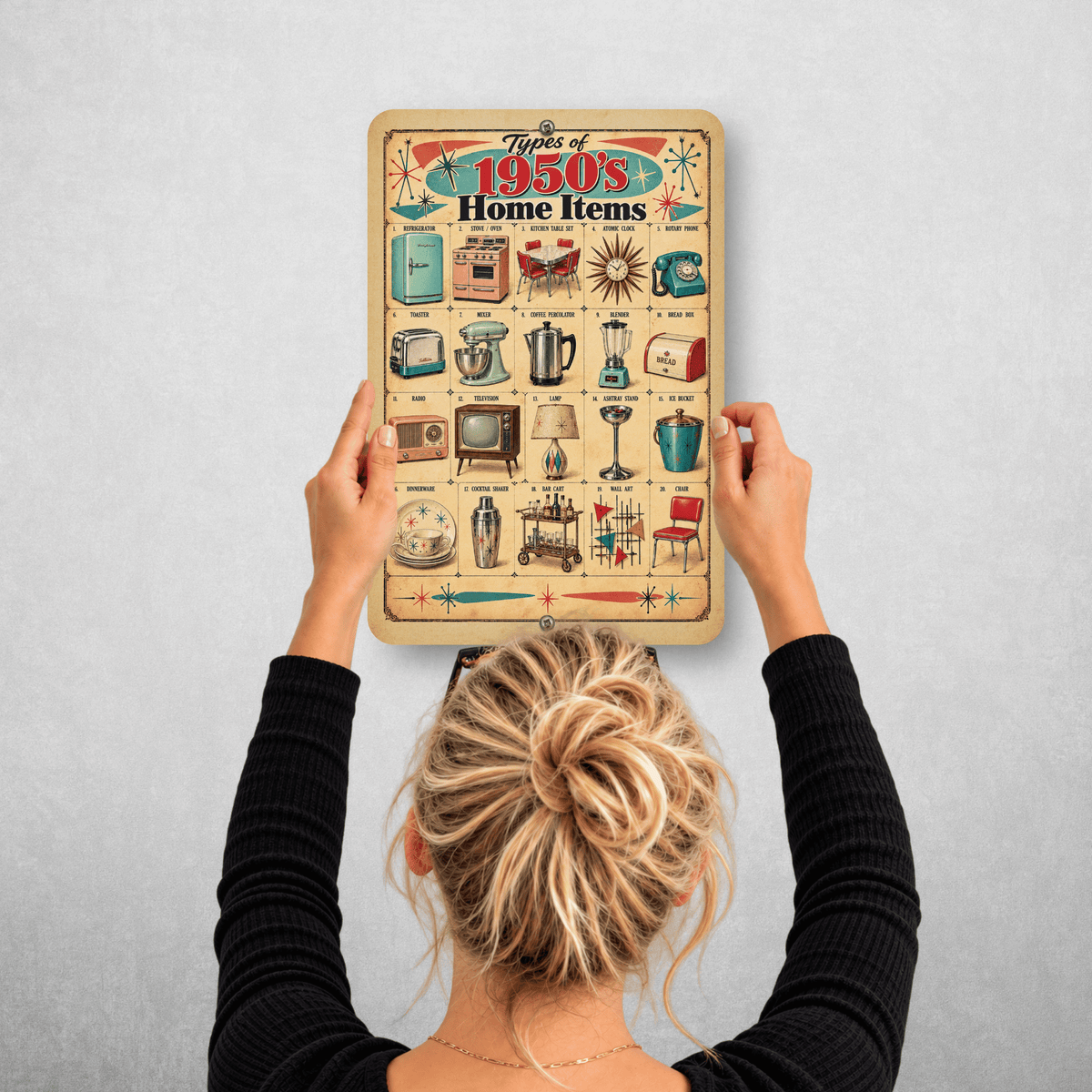 Types of 1950s Home Items – Retro Mid-Century Aluminum Sign