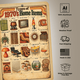 Types of 1970s Home Items – Retro 70s Aluminum Sign