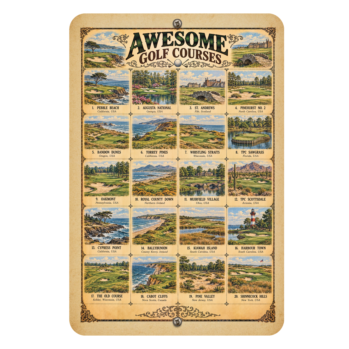 Awesome Golf Courses – Vintage Golf Course Aluminum Sign