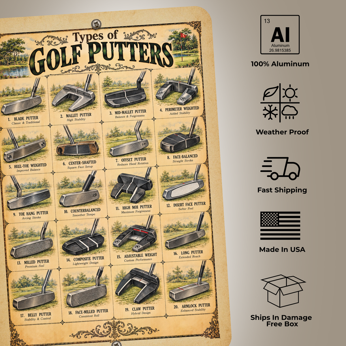 Awesome Golf Courses – Vintage Golf Course Aluminum Sign