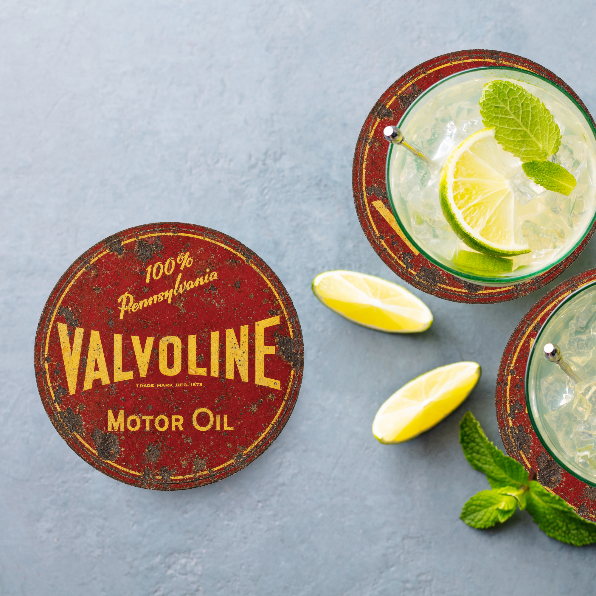 Vintage Valvoline Motor Oil Ceramic Coaster – 4-Inch Round