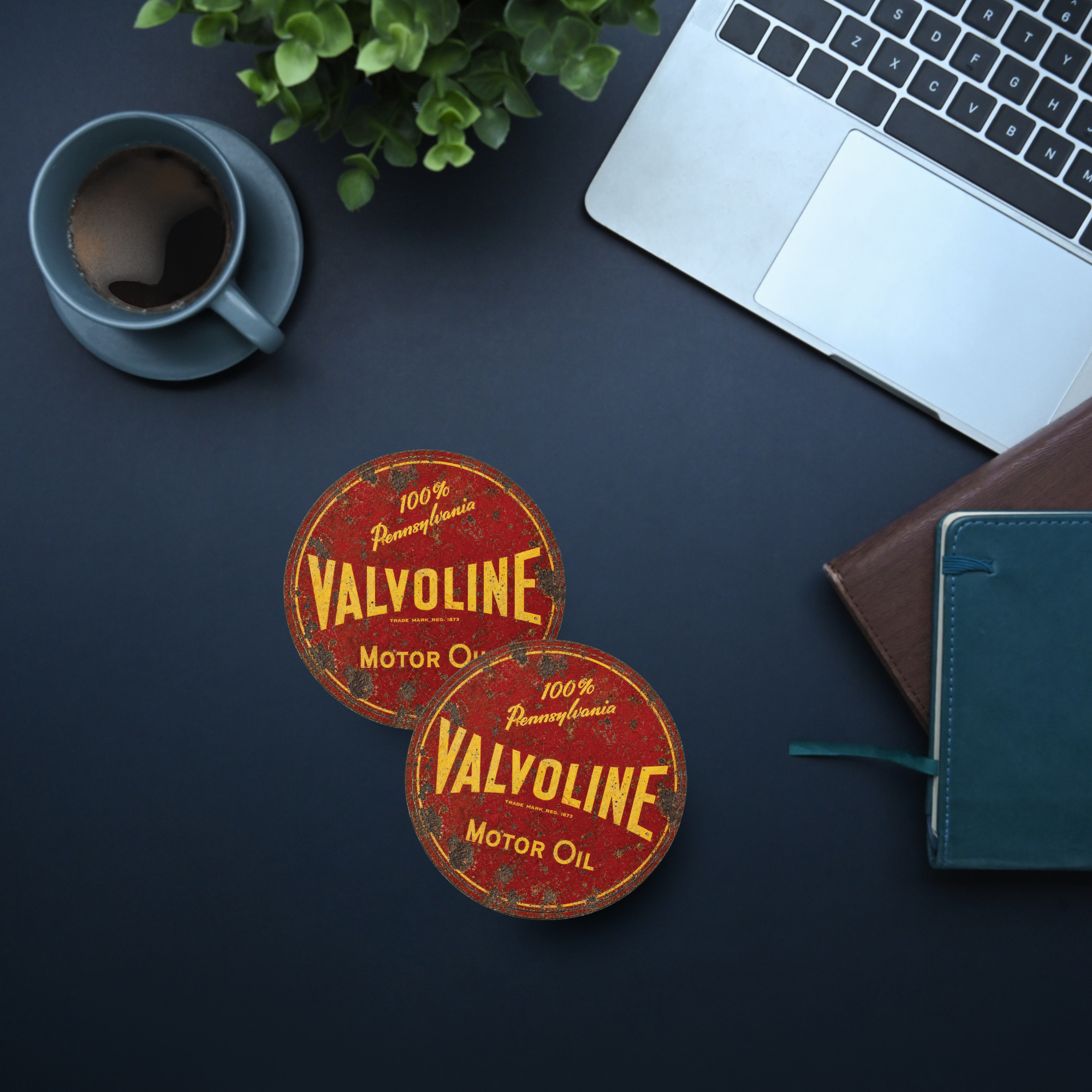 Vintage Valvoline Motor Oil Ceramic Coaster – 4-Inch Round