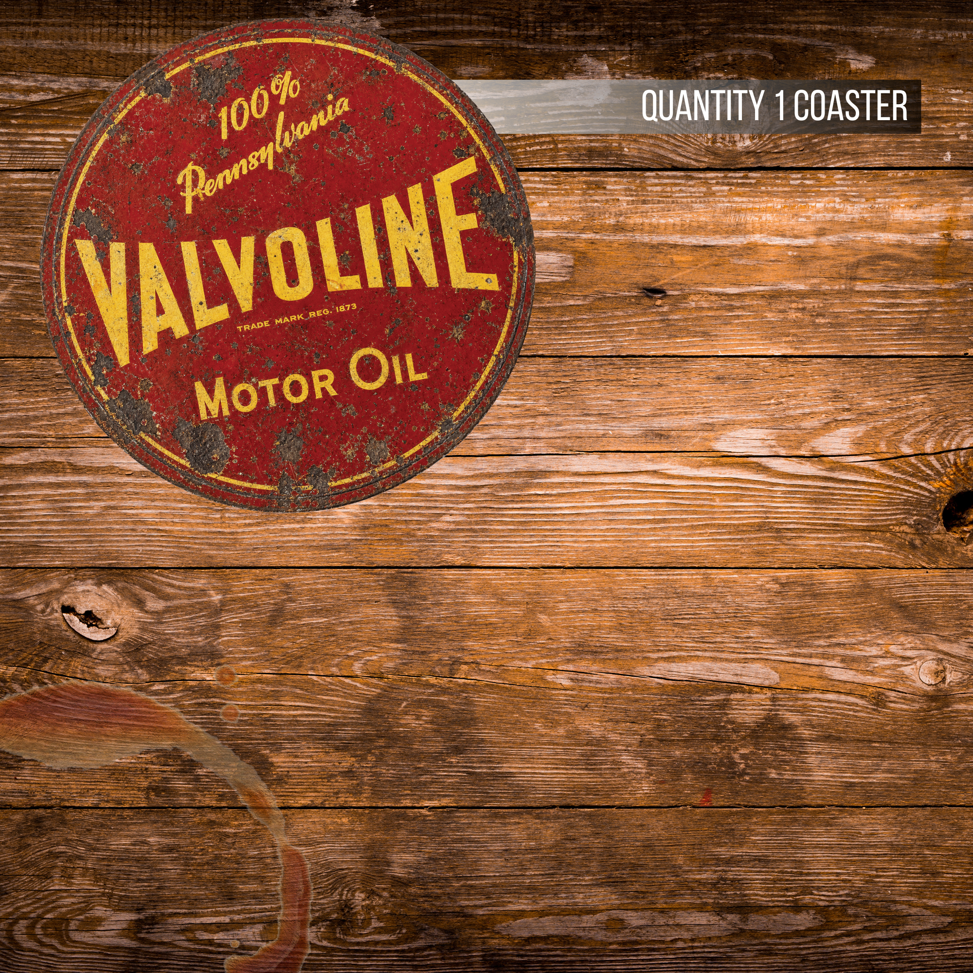 Vintage Valvoline Motor Oil Ceramic Coaster – 4-Inch Round