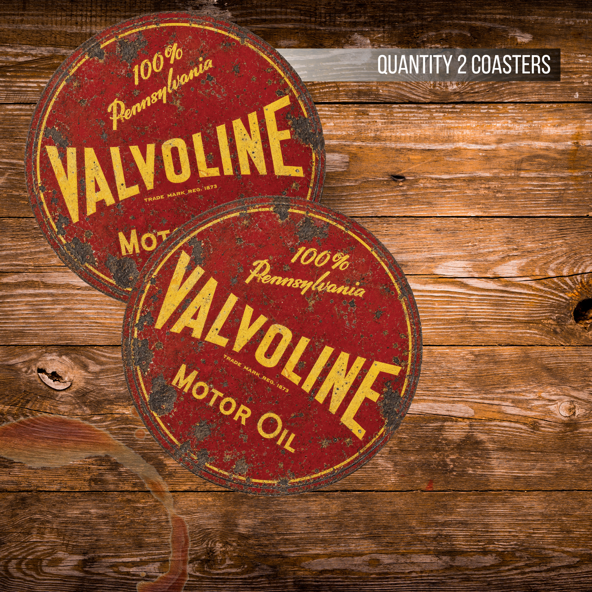 Vintage Valvoline Motor Oil Ceramic Coaster – 4-Inch Round