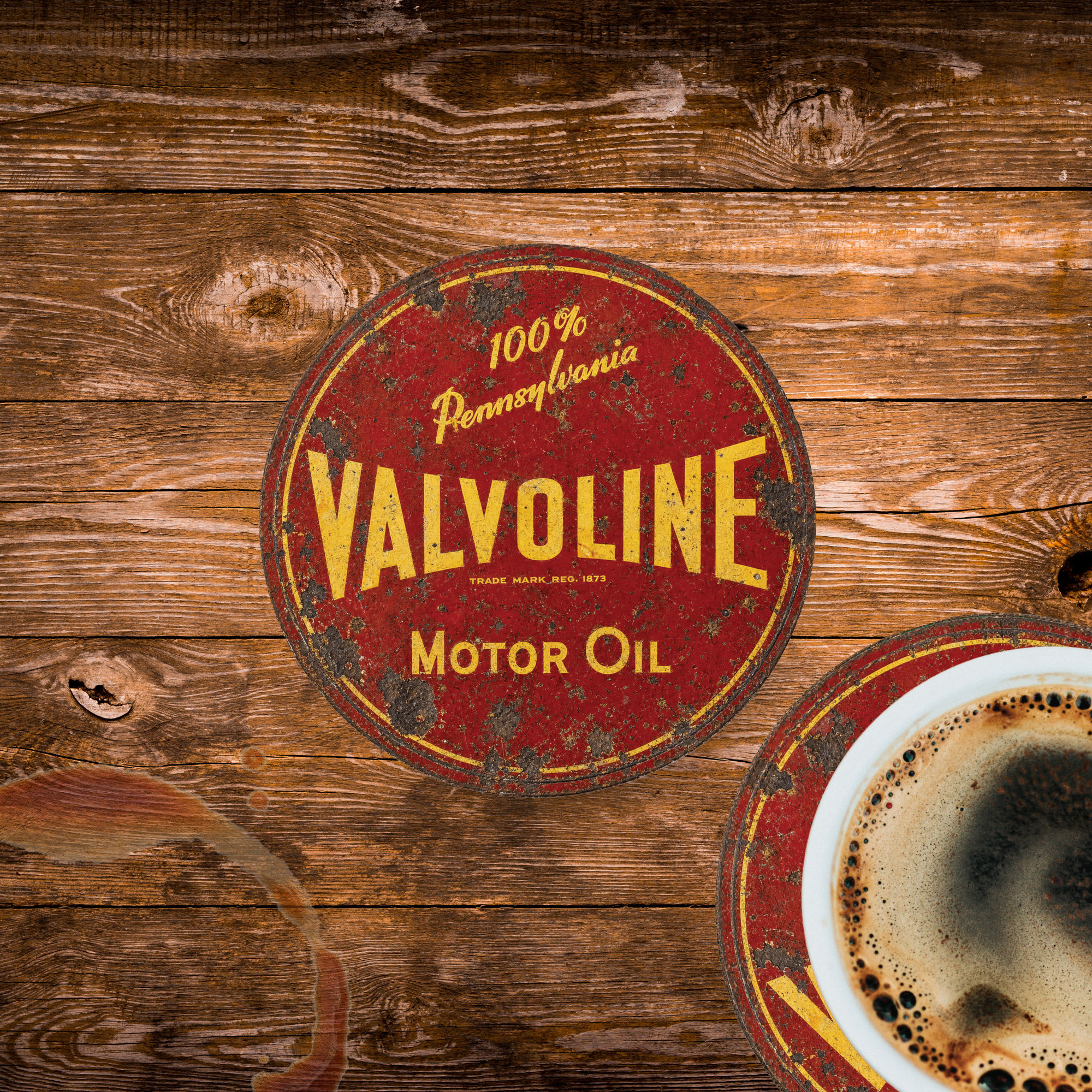 Vintage Valvoline Motor Oil Ceramic Coaster – 4-Inch Round