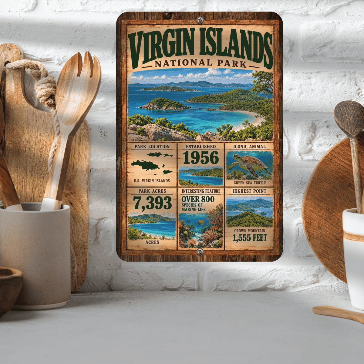 Virgin Islands National Park Facts Aluminum Sign