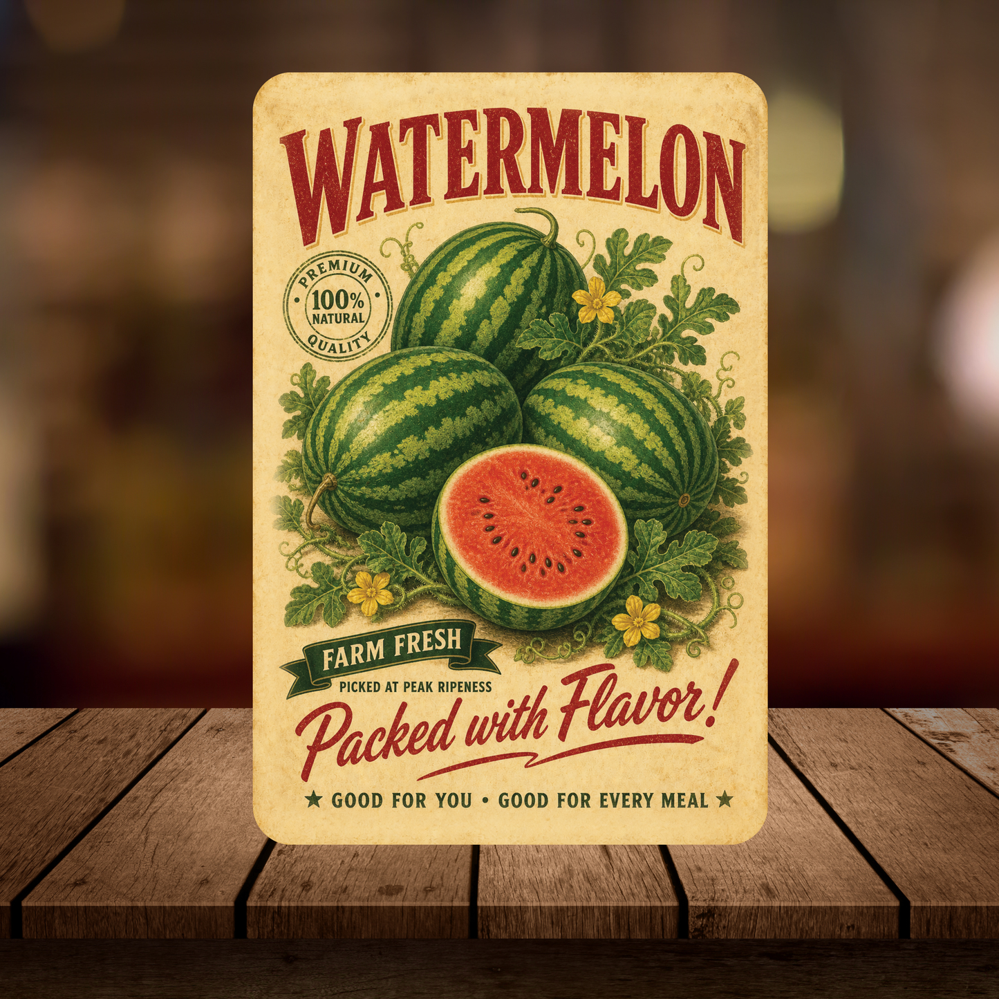 Vintage Watermelon Farm Fresh Aluminum Sign