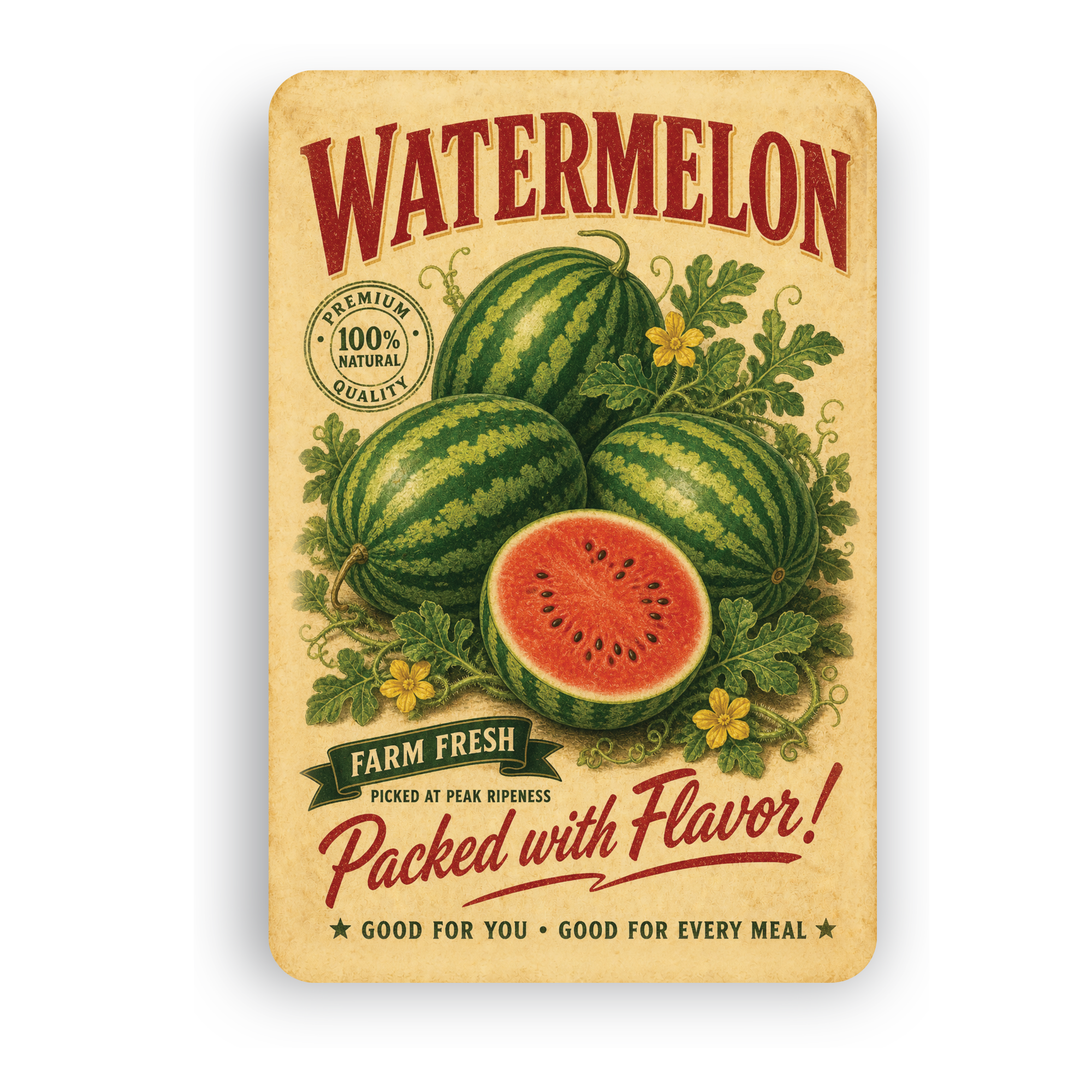 Vintage Watermelon Farm Fresh Aluminum Sign