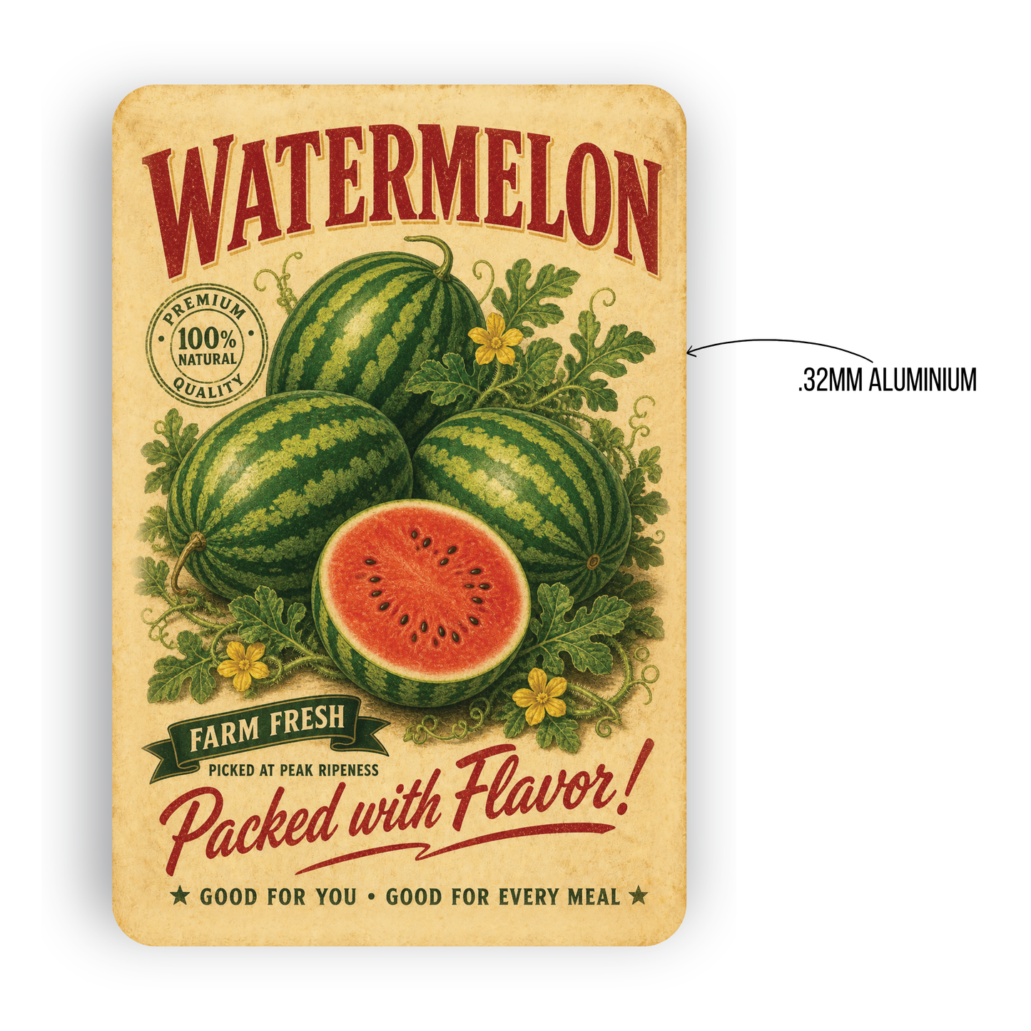 Vintage Watermelon Farm Fresh Aluminum Sign