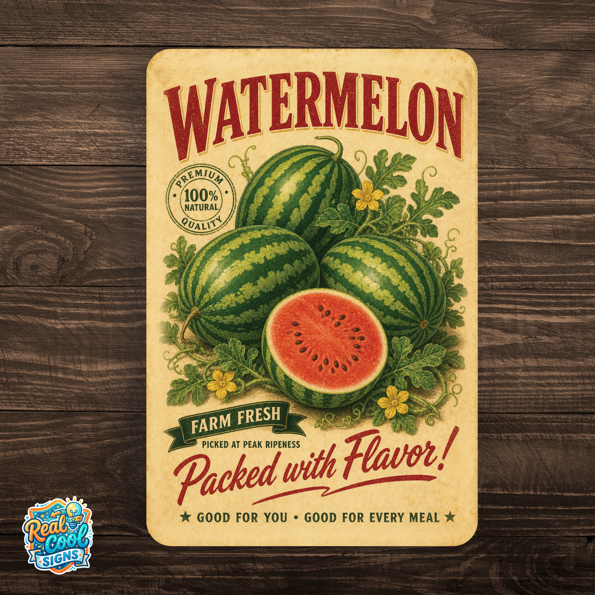 Vintage Watermelon Farm Fresh Aluminum Sign