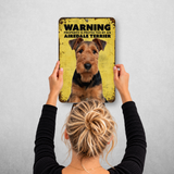 Warning Airedale Terrier Aluminum Sign