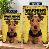 Warning Airedale Terrier Aluminum Sign