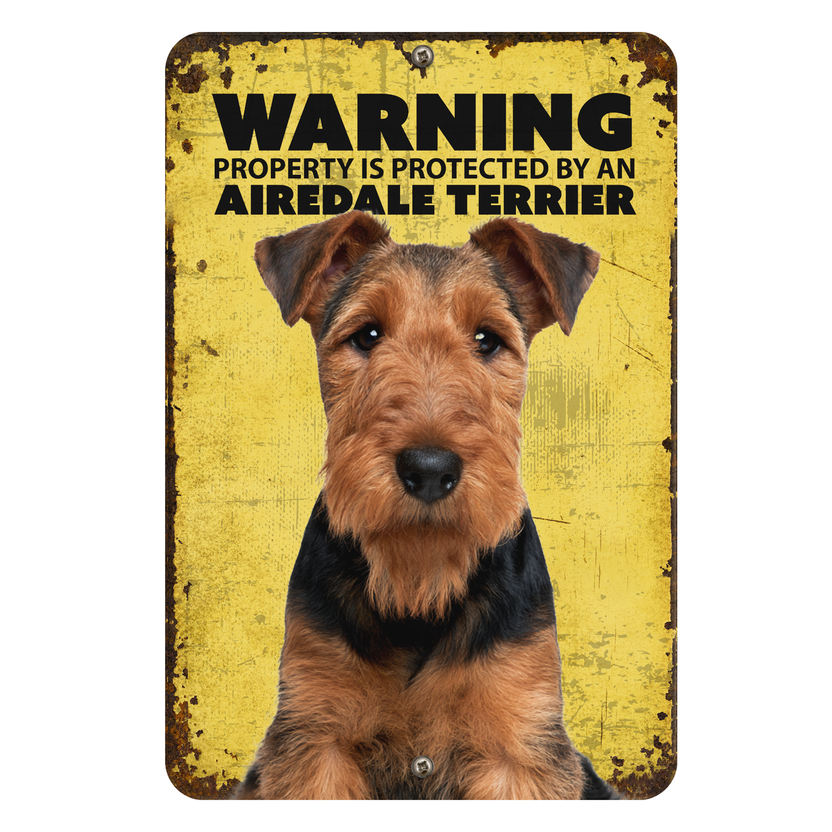 Warning Airedale Terrier Aluminum Sign