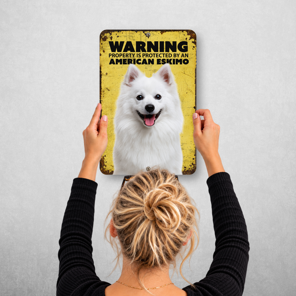 Warning American Eskimo Aluminum Sign