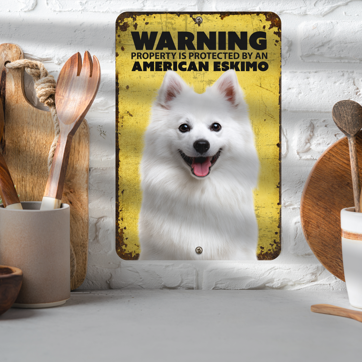 Warning American Eskimo Aluminum Sign