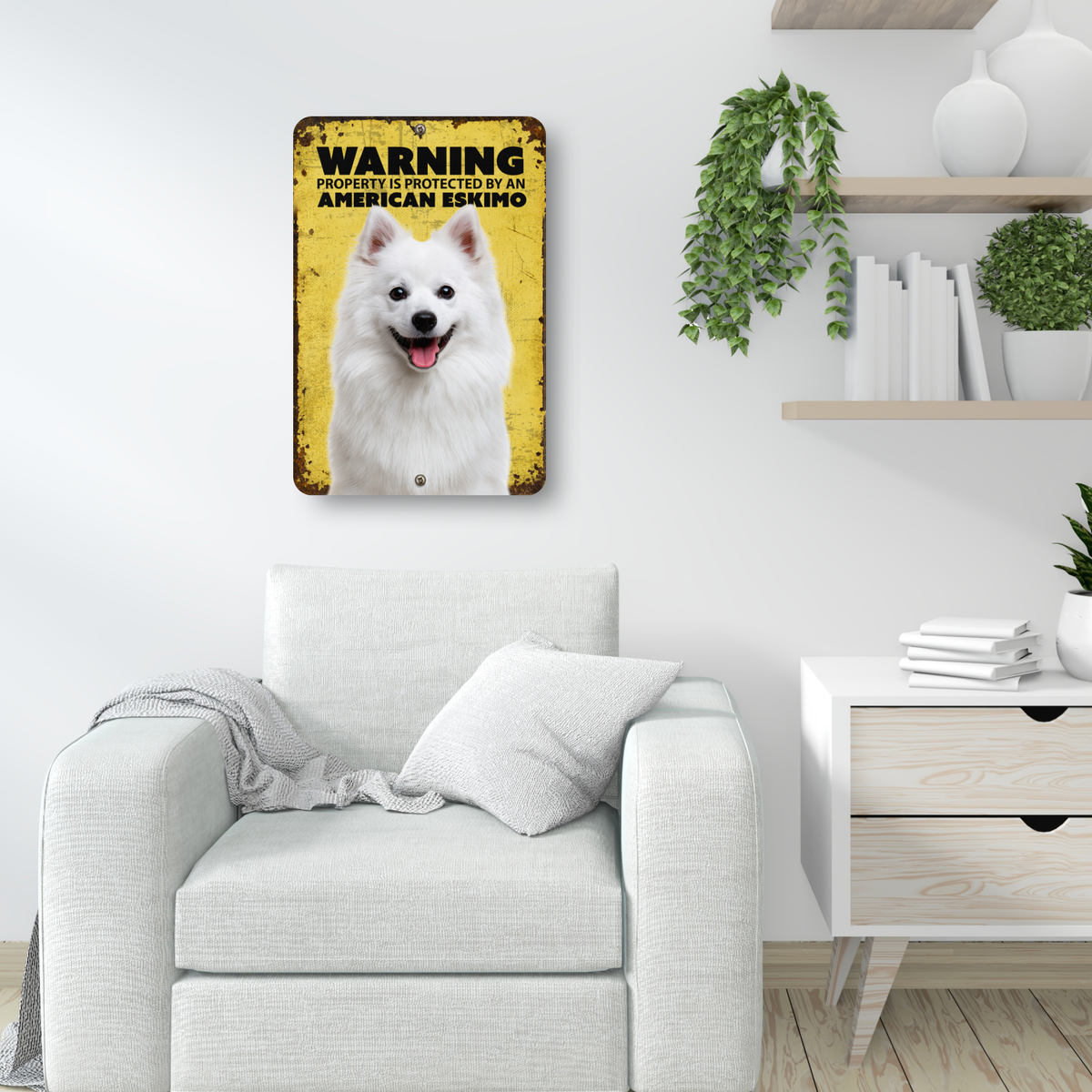 Warning American Eskimo Aluminum Sign