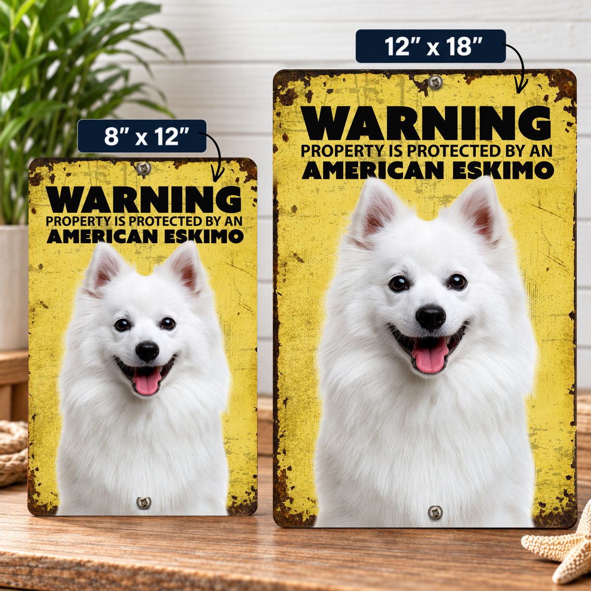 Warning American Eskimo Aluminum Sign