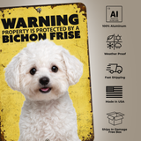 Warning Bichon Frise Aluminum Sign