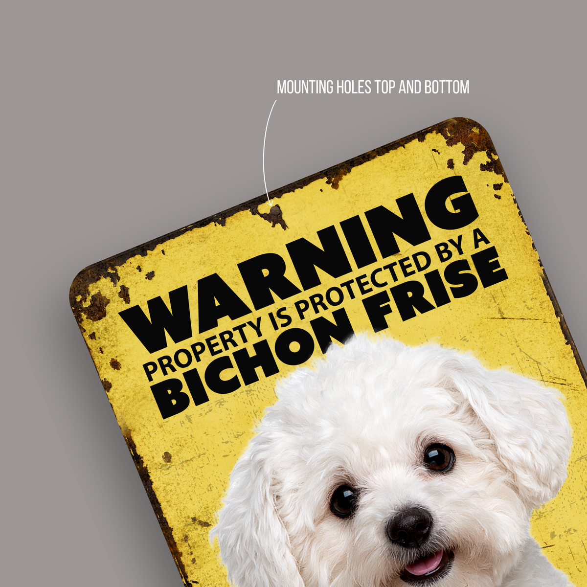 Warning Bichon Frise Aluminum Sign
