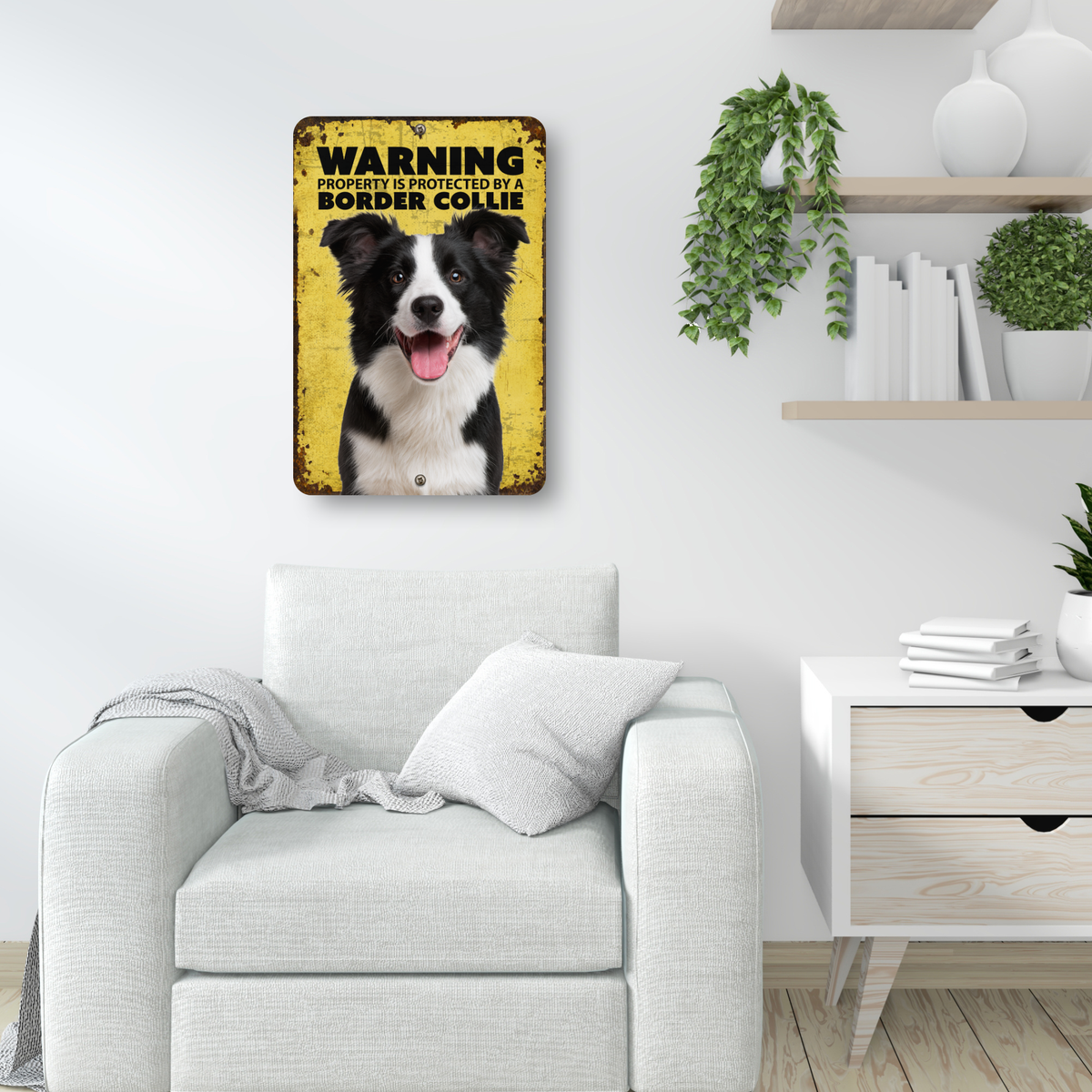 Warning Border Collie Aluminum Sign