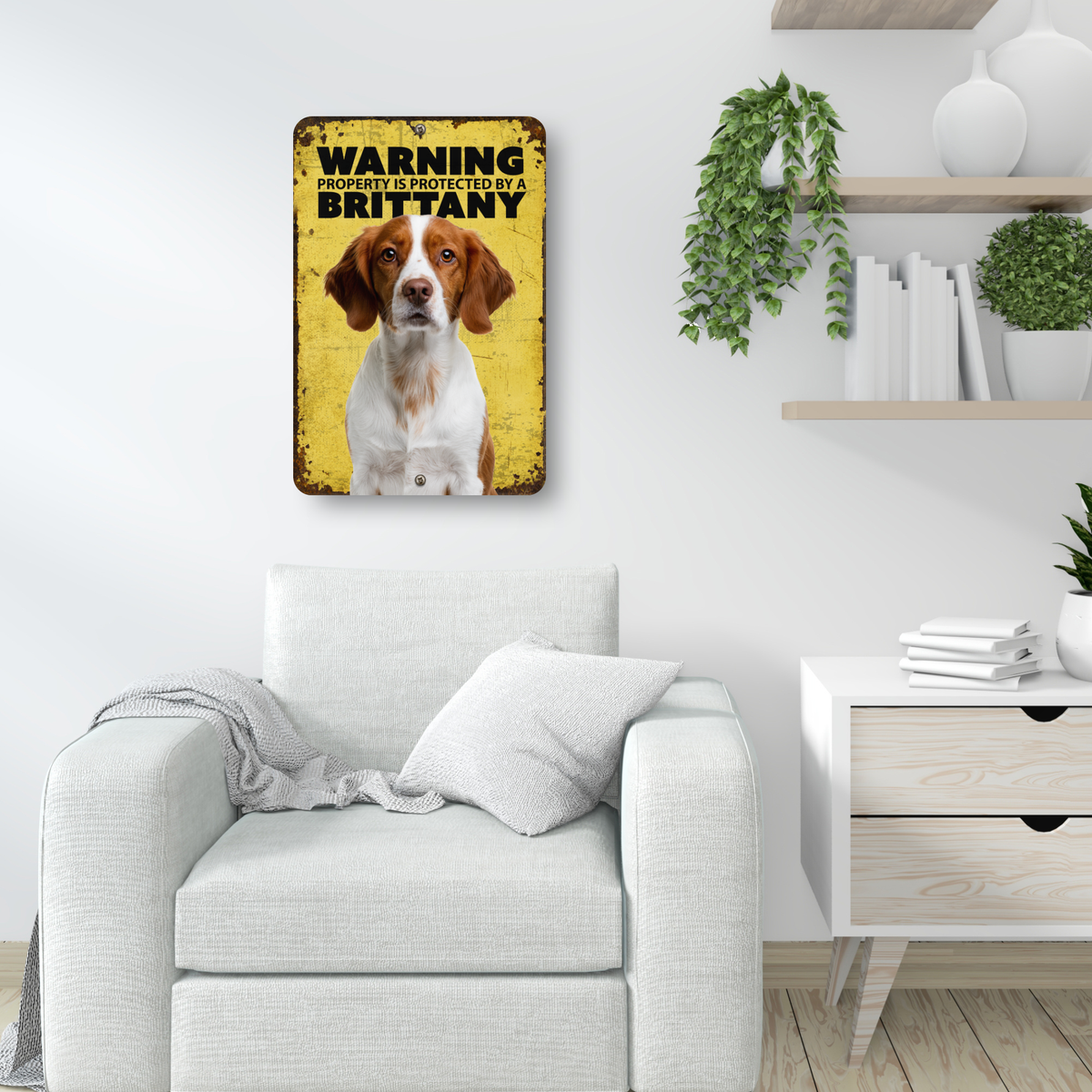 Warning Brittany Aluminum Sign