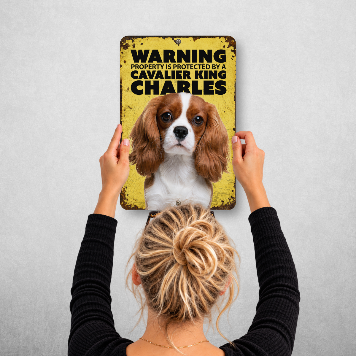 Warning Cavalier King Charles Aluminum Sign
