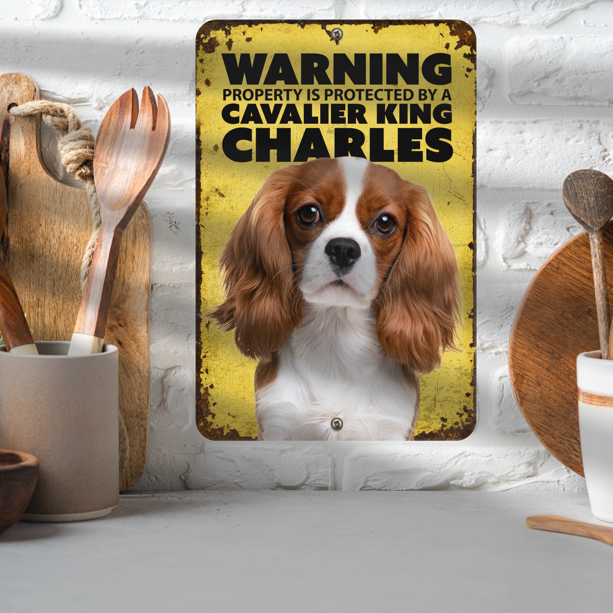 Warning Cavalier King Charles Aluminum Sign