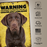Warning Chocolate Labrador Aluminum Sign