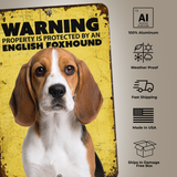 Warning English Foxhound Aluminum Sign