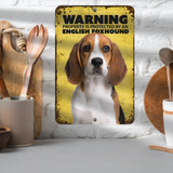 Warning English Foxhound Aluminum Sign